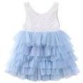 thumbnail image 2 of EIMELI Robe Princesse en Tulle Sans Manches en Dentelle Patchwork pour Petite Fille Robe de Fête, 2 of 4