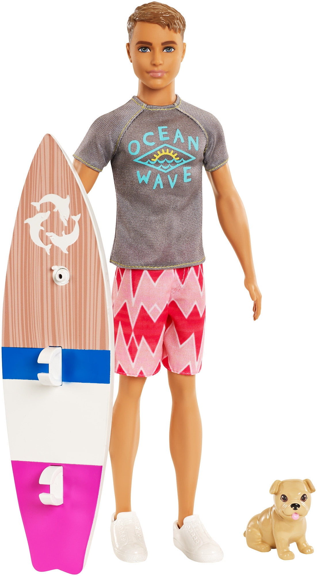 Barbie Ken 12 inch Male Surfer Doll with Surf Board & Adorable Pet Puppy Dog NEW 