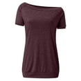 thumbnail image 4 of Women's Off Shoulder T Shirt Casual Summer Short Sleeve Blouse Lightweight Comfortable Fashion Top for Daily Wear, 4 of 6