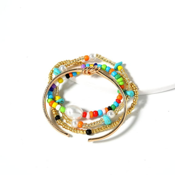 Amrita Singh Amal Beaded Stretch and Gold-tone Brass Knot Cuff Bracelet Set