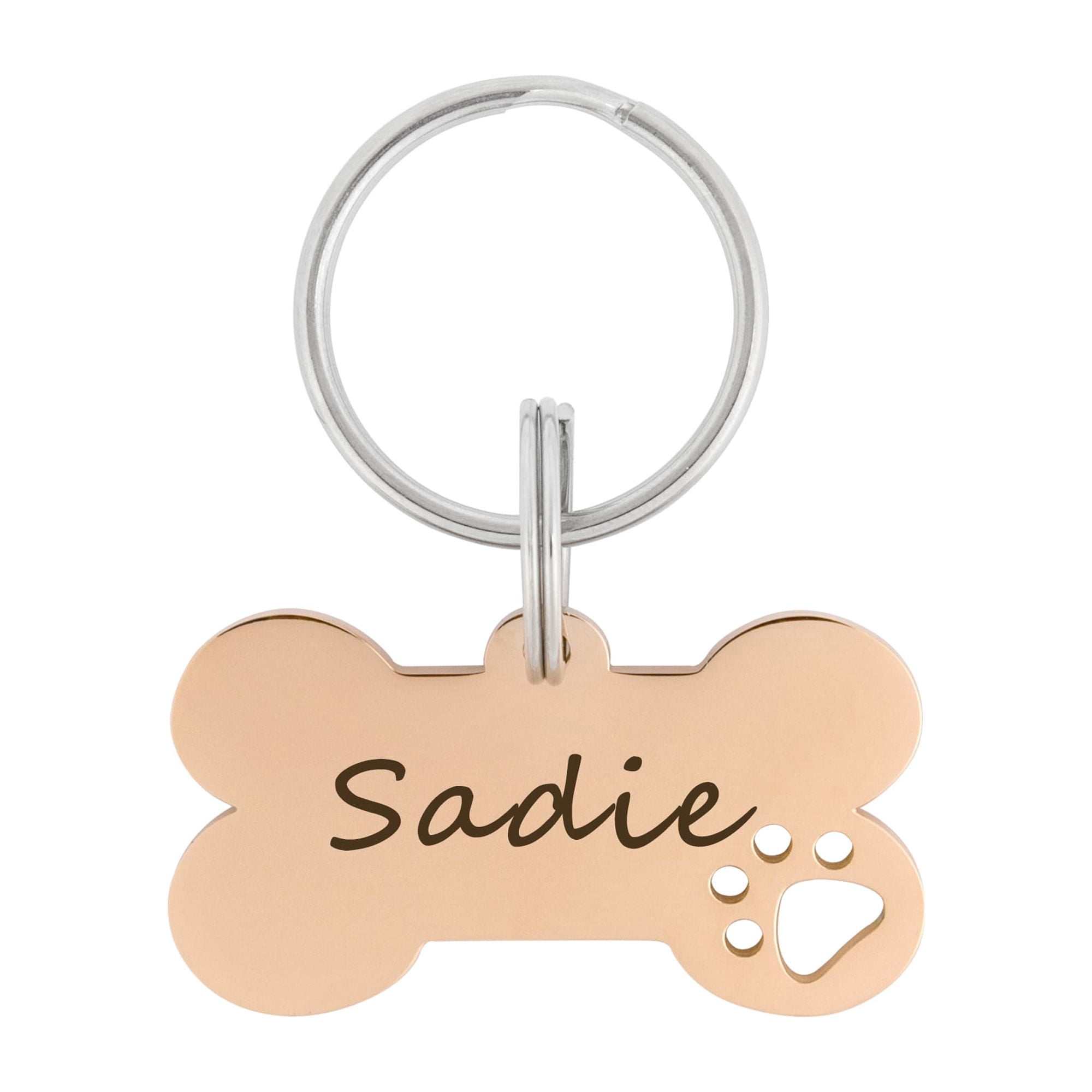 Anavia Stainless Steel Bone Hollow Paw Print Engraved Dog ID Tag, Multi-color, S
