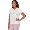 thumbnail image 3 of Alfred Dunner Womens Petite Solid Eyelet Split Beaded Neck Tee, 3 of 4