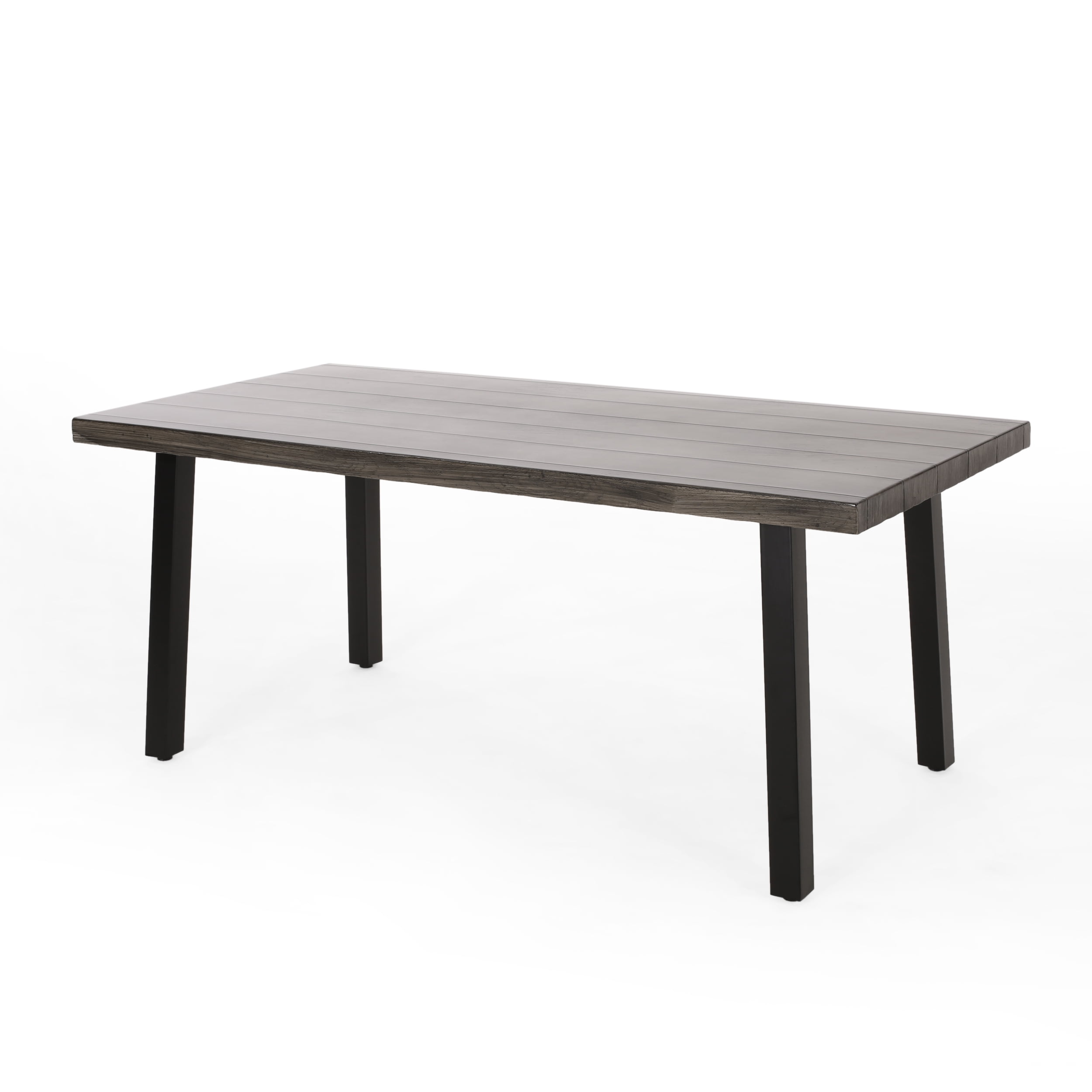 Rowen Outdoor Modern Industrial Aluminum Dining Table, Gray, Matte Black - Walmart.com - Walmart.com