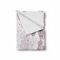thumbnail image 2 of Almond Blossom Soft Flannel Fleece Blanket, Paint Splashes Background with Outline Style Spring Flower Composition, Cozy Plush for Indoor and Outdoor Use, 60" x 80", Pink and Black, by Ambesonne, 2 of 6