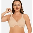 thumbnail image 6 of MELENECA Women's Minimizer Seamless Unlined Comfortable Plus Size Underwire Bra Beige 34C, 6 of 6
