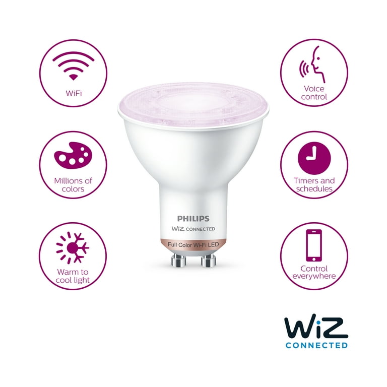 Philips Smart Wi-Fi Connected LED 50-Watt GU10 Light Bulb, Color