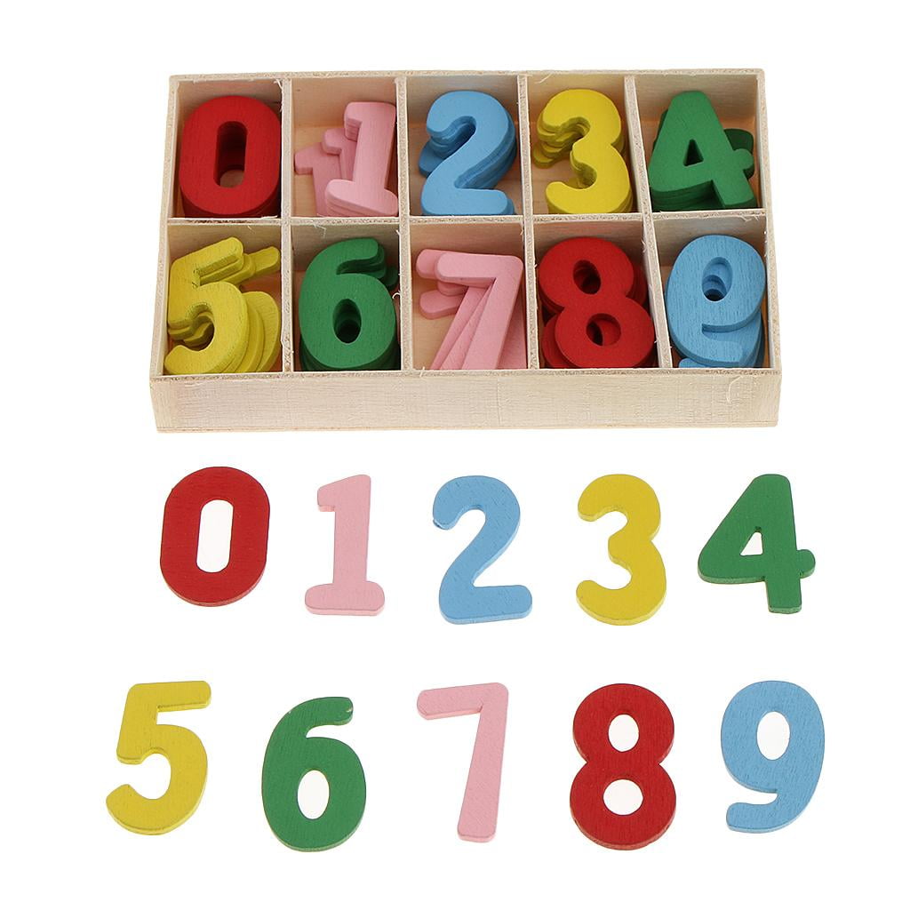 Rongfmy 120pcs Number Wooden Numbers Puzzle Colorful With