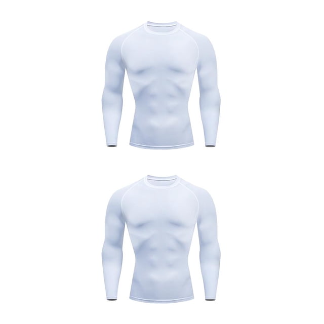 Qarigey Ropa interior térmica para hombre Medias para correr Ropa deportiva de compresión de manga larga blanco 2Conjunto