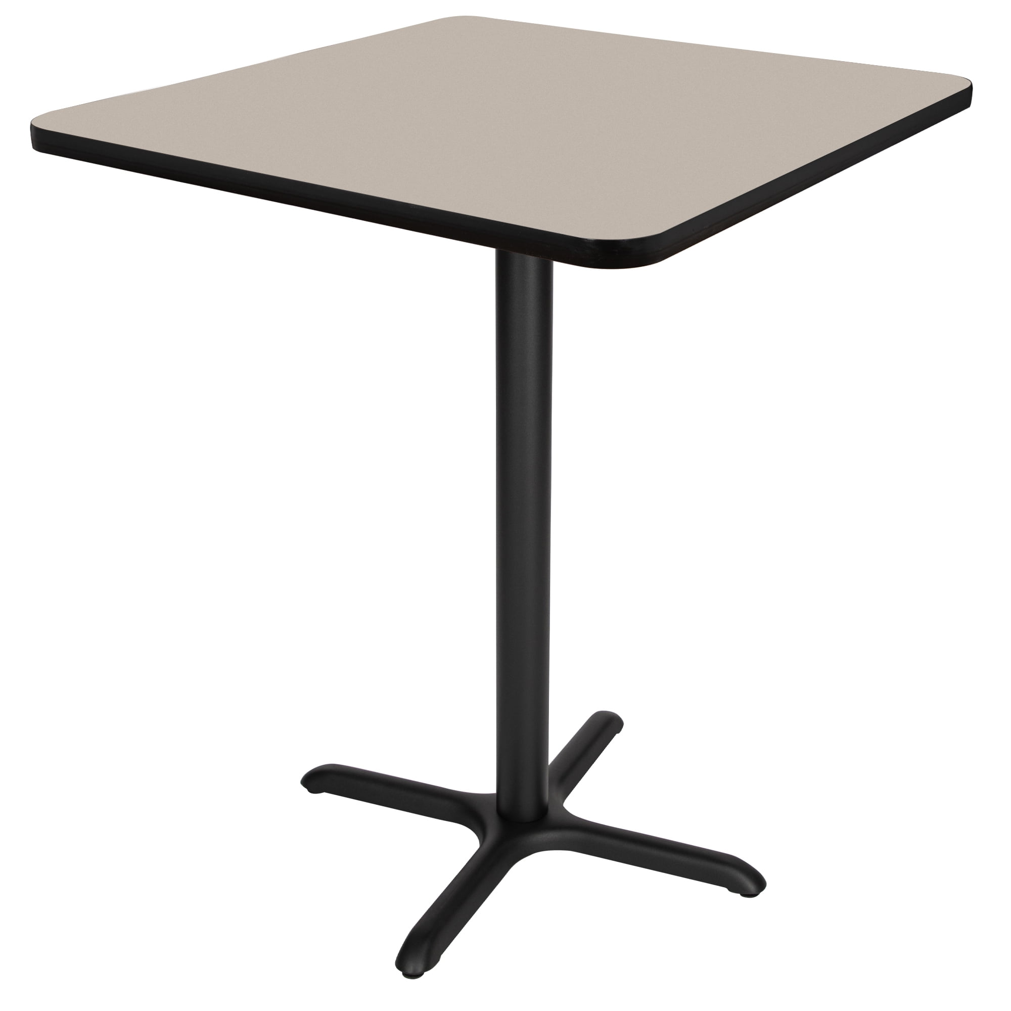 Hampden Furnishings Bennet Collection Steel Frame 36" Square Top Cafe Table with X Base, 42" Height, Black Frame and Grey Nebula Top
