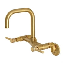 Kingston Brass Concord 8-Inch Adjustable Center Wall Mount Kitchen Faucet, Brushed Brass