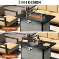 thumbnail image 2 of Spaco 43-inch Fire Table with Gray Imitation Ribbon Stripes, 2 in 1 Gas Fire Pit, Fire Pit with Glass Wind Guard for Outdoor, Gray, 2 of 14