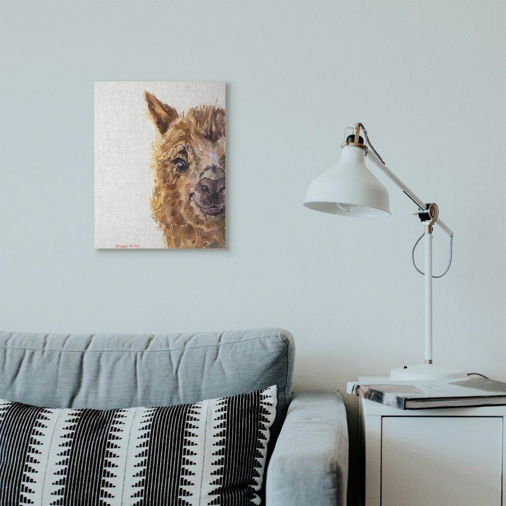 Stupell Industries Baby Llama Head Watercolor Painting Canvas Wall Art by George Dyachenko