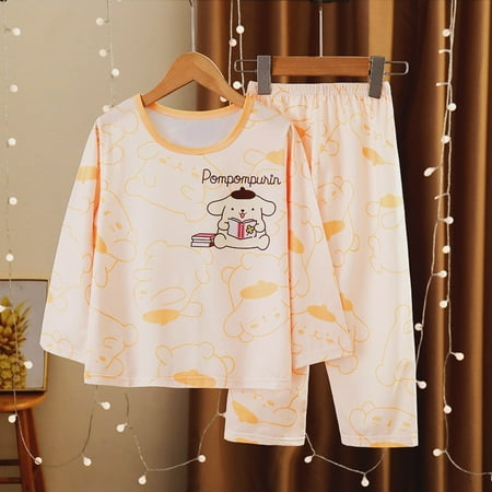 

Cartoon Kuromi Pochacco Hellokittys Children s Pajama Set Kawaii Comfortable Round Neck Long Sleeved Pants Home Wear Kids Gift