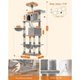 thumbnail image 5 of FEANDREA Árbol para Gatos de 206 cm de Altura, Torre de Gatos con 13 Poste, 2 Cuevas, 2 Plataformas, Cesta, Pompón, Hamaca, Gris Claro PCT190W01, 5 of 5