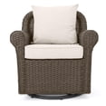 thumbnail image 5 of Noble House Liam Outdoor 4 Seater Wicker Swivel Chair and Fire Pit Set Brown, 5 of 16