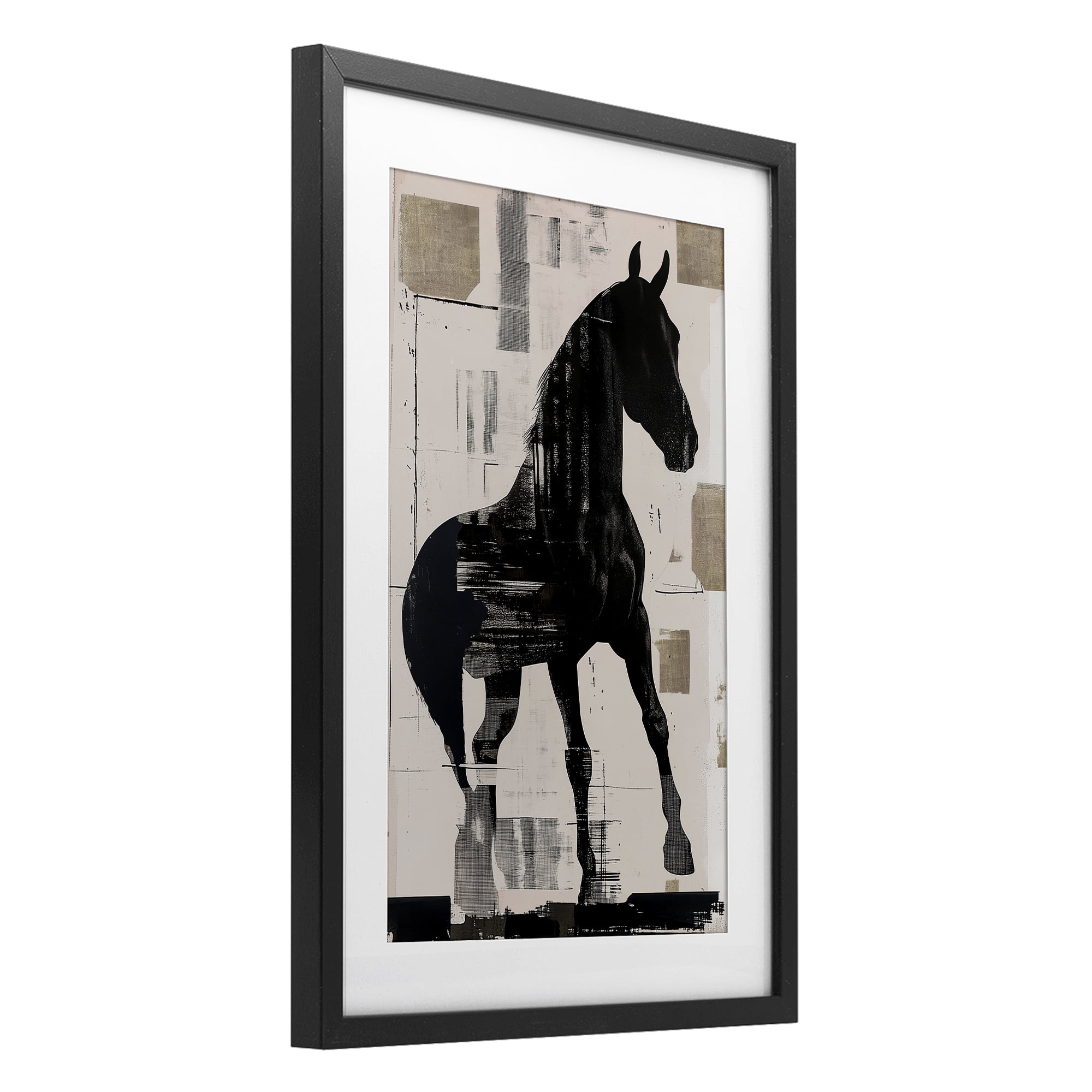 Equinity Horse Silhouette Black Framed Print Under Glass, design by Annabelle Hall