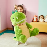IKASA Giant Dinosaur Stuffed Animal Plush Toy,Large Jumbo Dinosaur 23 Green Huge Cute Soft Toys,Big Size Fluffy Plushy Fat Oversized Plushie,Gifts for Kids Girls Boys Girlfriend Children