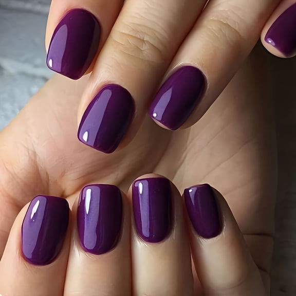 RAGUPEL 24Pcs Extra Short Press On Nails, Short Square Nail Tips in Dark Purple