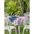 thumbnail image 3 of Outdoor Tablecloth with Umbrella Hole for Patio/Picnic/Party/Camping, Children's Day Waterproof Table Cloth Round Cover Washable, Airplanes Sailing Boats Tree Cartoon Pink (Dia 54"), 3 of 8