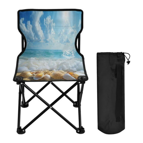 YAZAOO Camping Chairs Modern Seashells on Sandy Beach Pattern Folding chair