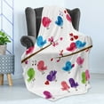 thumbnail image 4 of Kissing Soft Flannel Fleece Throw Blanket, Romantic Illustration with Colorful Birds in Love Singing on Branches, Cozy Plush for Indoor and Outdoor Use, 70" x 90", Multicolor, by Ambesonne, 4 of 5