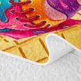 thumbnail image 5 of Erosebridal Light Blue & Pink Dripping Waffle Colorful Candy Baseball & Bat Graphic Bed Spread Queen,Playful Graphic Queen Coverlet Set for Girls, 5 of 7