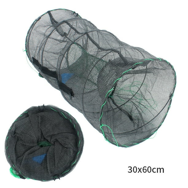 1PC Foldable Bait Cast Mesh Trap Net Portable Fishing Landing Net Shrimp  Cage for Fish Lobster Prawn Crayfish Crab (Ultra Dense Mesh, Big Size) 