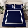 thumbnail image 3 of Homewish Modern Abstract Line Twin Sheet Set, Navy White Square Buffalo Bedding, 3pcs, 3 of 8