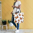 thumbnail image 6 of Open Top Canvas Tote Bag with Zipper Reusable Shopping Bag 13.5x15" Roomy Carryall Orange-black Butterfly, 6 of 9