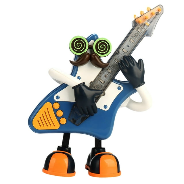 Blue Cool Light Music Dancing Robot Saxophone Guitar Interactive Rocking Movement Bump And Go Function Powered Kids Gift 66X47X86In For Children Play Activity