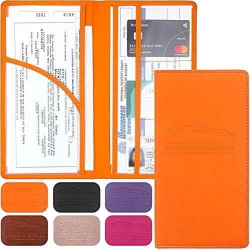 Porte-cartes d'Immatriculation et d'Assurance pour Voiture, Porte-Cartes d'Immatriculation et d'Assurance en Cuir de Qualité Supérieure, Boîte à Gants pour Véhicule, Organisateur de Voiture avec Arrêt Magnétique pour Cartes, Documents Essentiels, Permis de Conduire