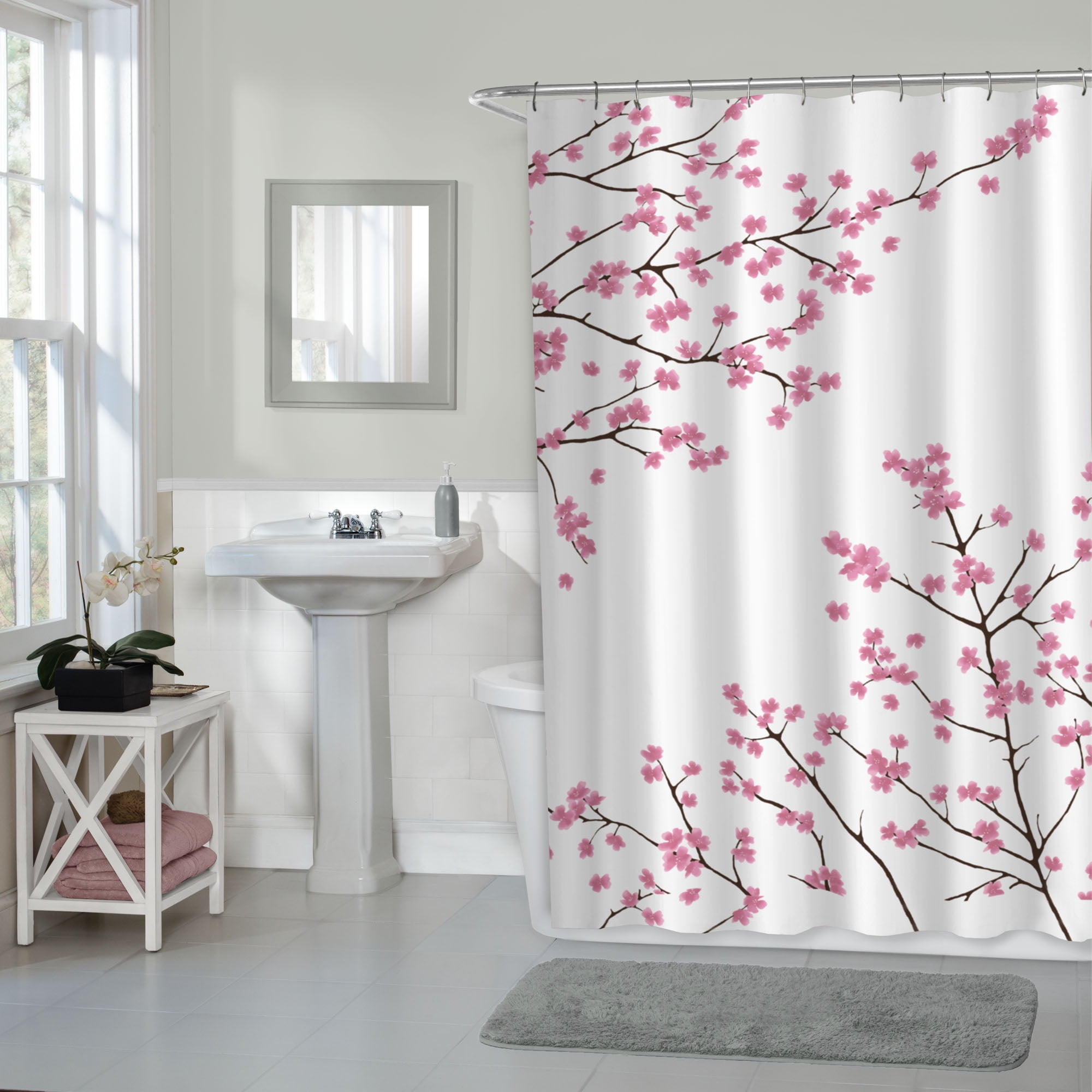 Rideau de douche en tissu décoratif avec designs botaniques Hometrends