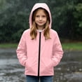 thumbnail image 2 of FRSASU Girl's Waterproof Hooded Windbreaker Jacket Zip‑Up Long‑Sleeve Drawstring Hood & Elastic Cuffs Rain Coat for 5‑16 Years Pink, 2 of 9