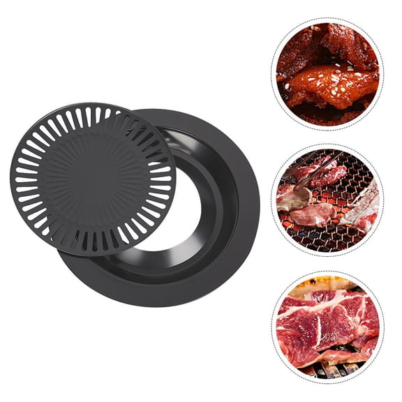 Yardwe 1Pc BBQ Korean Plate Non Stick Grill Pan Iron High Temperature Resistance for Friends