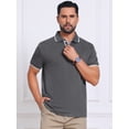 thumbnail image 4 of DARING DIVA Men's Contrast Trim Short Sleeve Button Closure Polo Shirts S Dark Gray, 4 of 7
