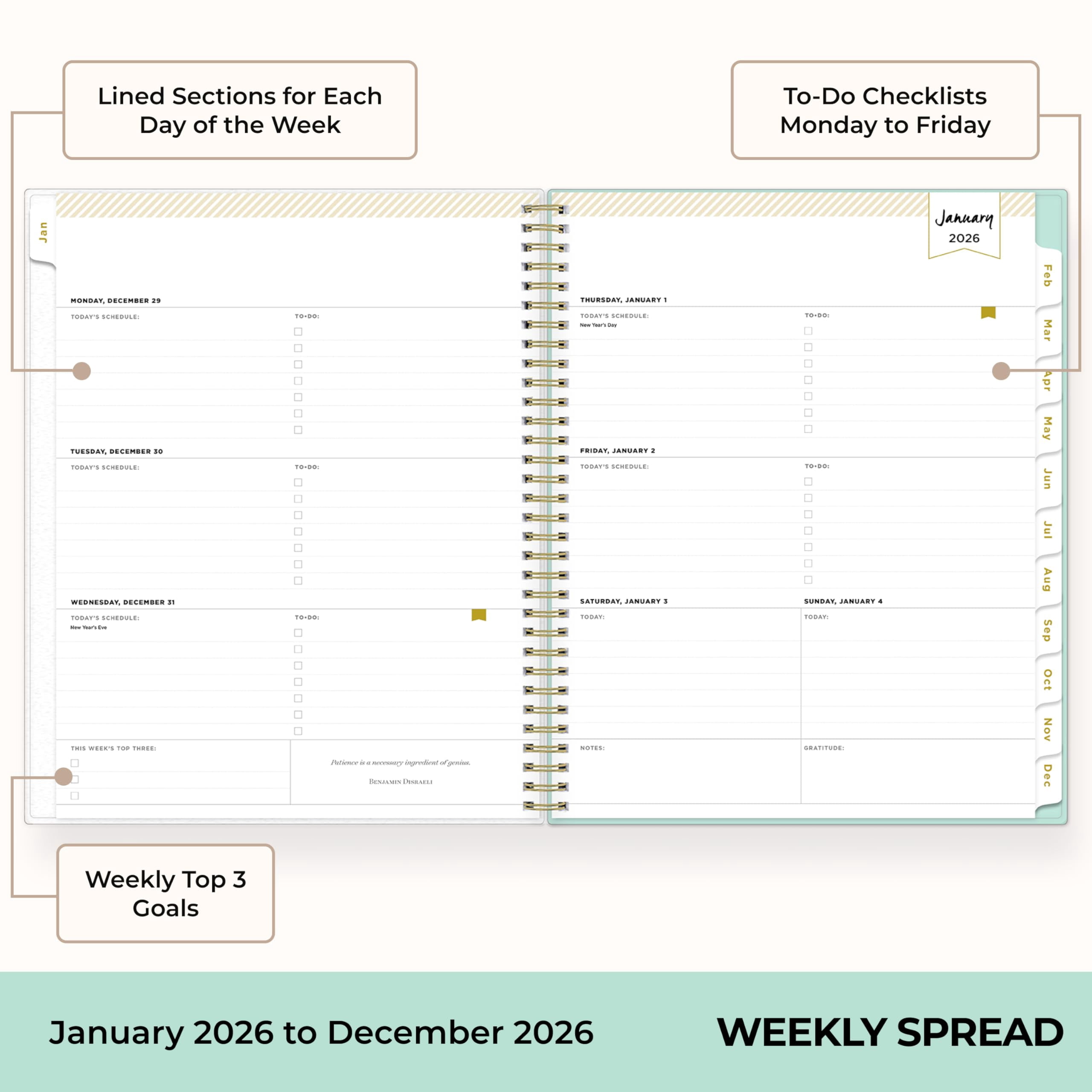 Blue Sky Day Designer 2026 Weekly and Monthly Planner Calendar, January 2026 - December 2026, 8.5" x 11", Flexible Cover, Durable Twin Wire Binding, Storage Pocket, Stickers, Secret Garden Mint