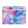 thumbnail image 7 of Yayeee Collapsible Cube Storage Bin with Lid Fabric Closet Decorative Basket with Handles, Watercolor Blue Marble Pattern, 7 of 7