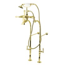 Kingston Brass CCK103T2 Vintage Freestanding Clawfoot Tub Faucet Package with Supply Lines and Hand Shower, Polished Brass