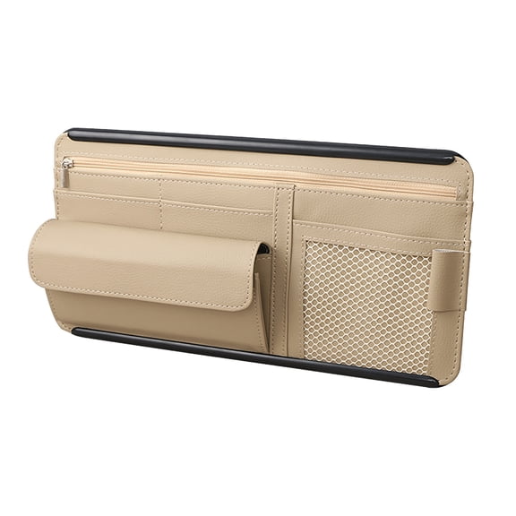 Universal Car Sun Visor Organizer with Multiple Pockets for Travel Documents and Auto Accessories Storage