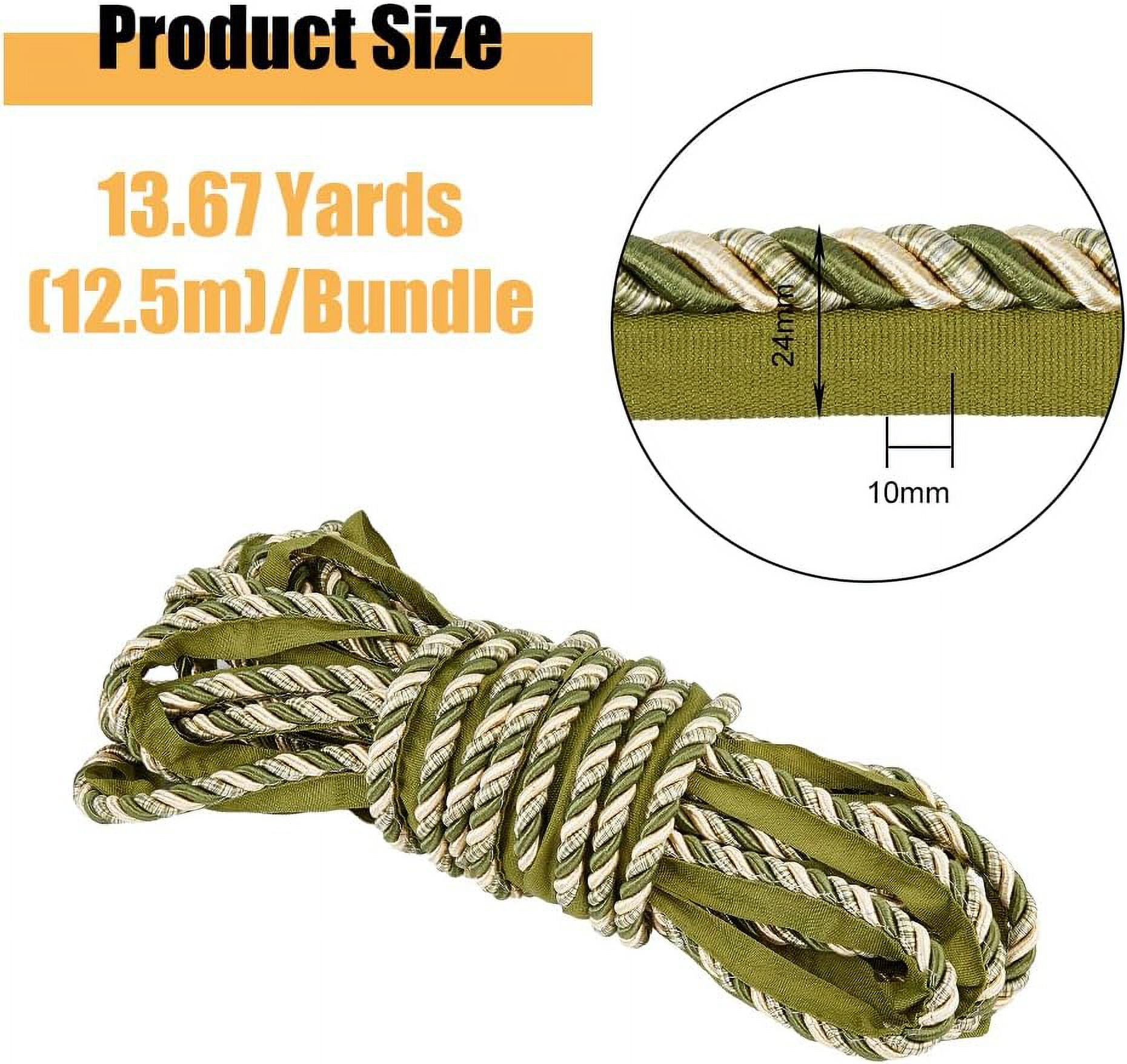 13Yards Cord Edge Trim Twisted Cord Rope 0.94 Inch Twisted Lip Cord Trim Elegant Edge Trim Ribbon for Home Decor Curtain Bag DIY Dark Olive Green Dark Olive Green