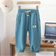 thumbnail image 4 of Kids Cargo Pants Solid Color Children Casual Trousers with Multi Pockets Elastic Waist Boys Cargo Pant Streetwear Spring Autumn, 4 of 6