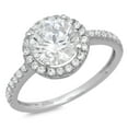 thumbnail image 5 of 1.85 ct Round Cut Genuine Cultured Diamond VS1-VS2 J-K 18K White Gold Halo Promise Wedding Statement Engagement Designer Ring W/ Crystal side stones size 3.5, 5 of 6