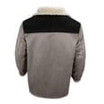 thumbnail image 4 of Mens Western Cowboy Vintage Suede Jacket Plush Collar Coats Faux Leather Winter Warm Button Up Long Trench Coat, 4 of 5