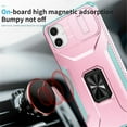 thumbnail image 2 of For Samsung Galaxy A05 Slim Fit Shockproof Hybrid with Slide Camera Cover & Rotated Ring Kickstand, [Military-Grade] Phone Case For Samsung Galaxy A05 6.7",Pink Green,For Galaxy A05, 2 of 8
