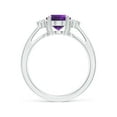 thumbnail image 2 of ANGARA Natural Tapered Shank 1.6 ct Amethyst Ring with Diamond Accents in 14K White Gold for Women (Size-9x7mm) | February Birthstone, Anniversary, Jewelry Gift for Women | Natural Amethyst Ring, 2 of 8