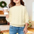 thumbnail image 2 of YunPes Girls Cable Knit Sweater Christmas Outfits Kids Thick Crewneck Loose Fit Pullover Tops Youth Boys Winter Solid Warm Sweater, 2 of 7