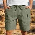 thumbnail image 2 of Men's Casual Sports Shorts with Elastic Waistband Zipper Pocket Joggers Sweatpants, Straight Leg Lightweight Quick Dry Breathable, for Gym Workout Running Daily Wear | AKLJWH,Army Green L, 2 of 9