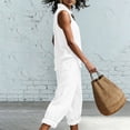 thumbnail image 6 of Cagogo Women's 2 Piece V Neck Sleeveless Shirt Wide Leg Pants Set Casual Solid Boho Vacation Outfits Loose Two Piece Lounge Matching Sets Tracksuits Travel Resort Wear Clothes, White XL, 6 of 9