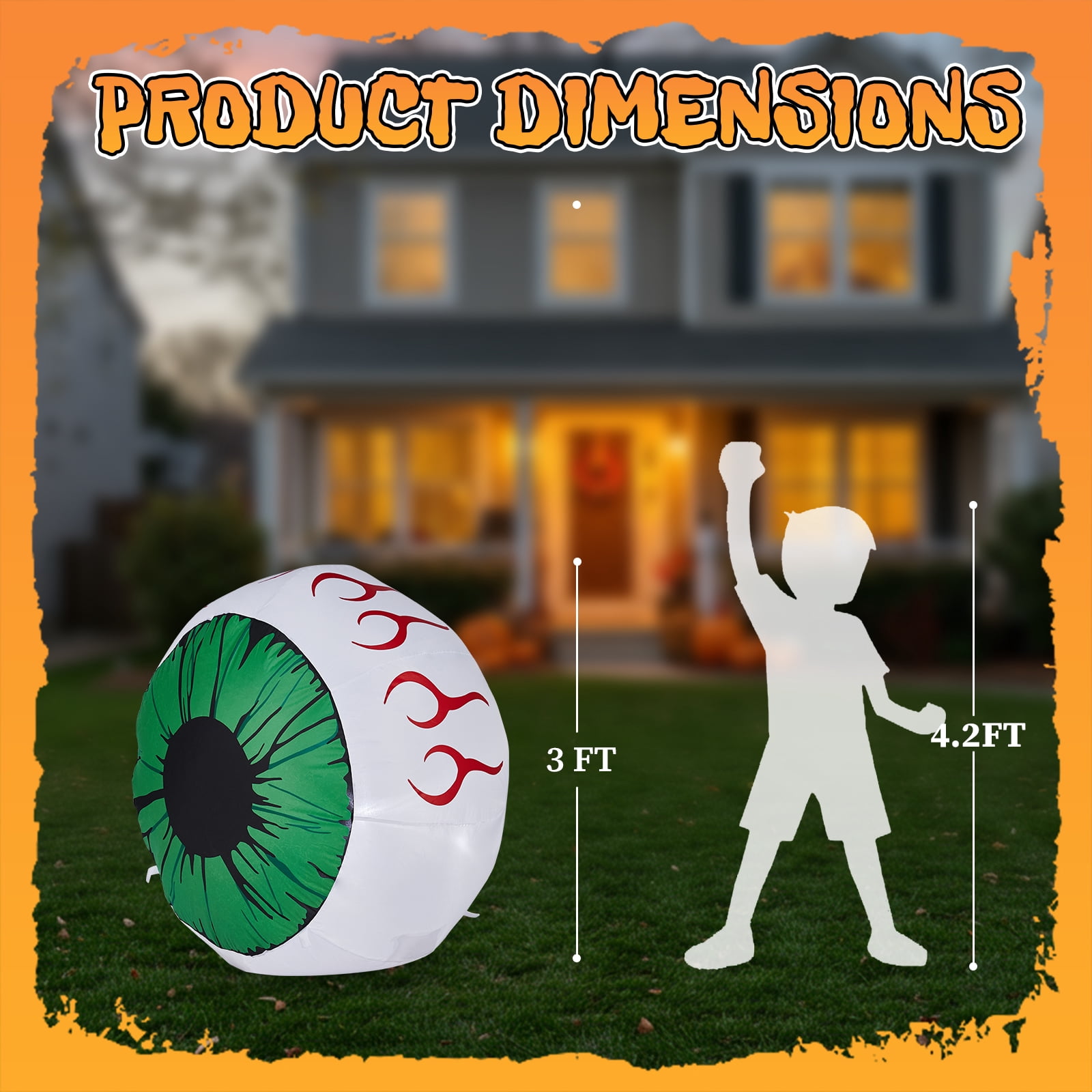 2 Packs Halloween Inflatables Large Set of Lighted Eyes Decoration 3FT Blow Ups Green Eyes for Yard Inflatable Halloween Decor Outdoor with LEDs Party Supplies Blow up Decoration for Indoor Outdoor