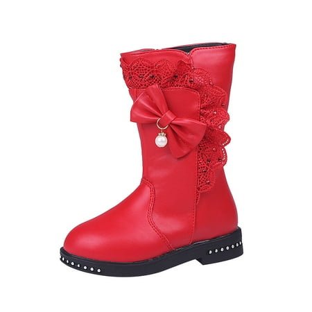 

Awdenio Girls Boots Fall/Winter New Girls Boots Plush Warm Cotton High Sleeve Princess Long Boots